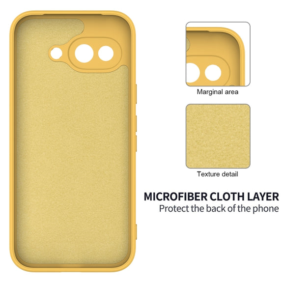 For Google Pixel 9a Pure Color Liquid Silicone Shockproof Phone Case(Yellow)