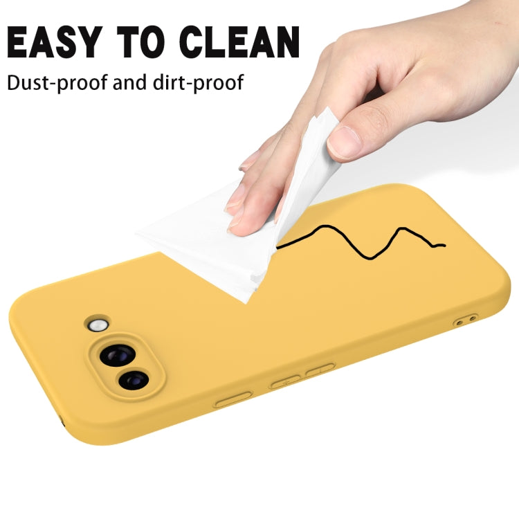 For Google Pixel 9a Pure Color Liquid Silicone Shockproof Phone Case(Yellow)