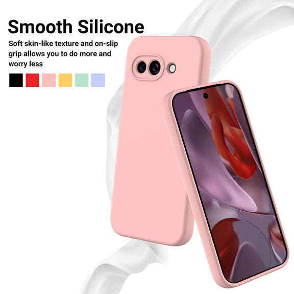 For Google Pixel 9a Pure Color Liquid Silicone Shockproof Phone Case(Pink)