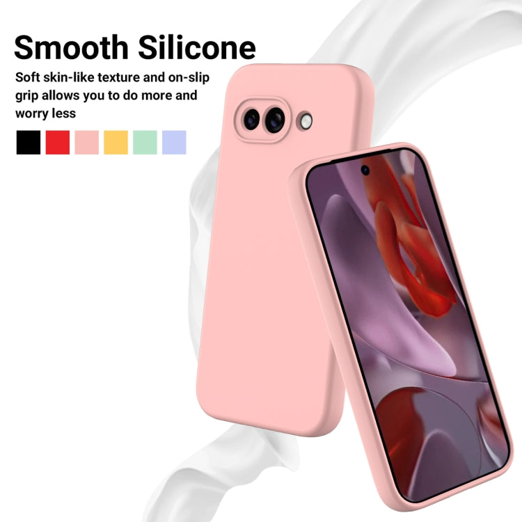 For Google Pixel 9a Pure Color Liquid Silicone Shockproof Phone Case(Pink)
