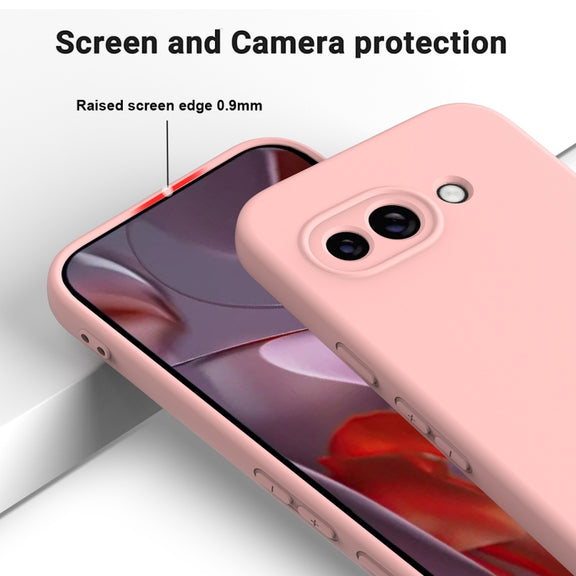 For Google Pixel 9a Pure Color Liquid Silicone Shockproof Phone Case(Pink)