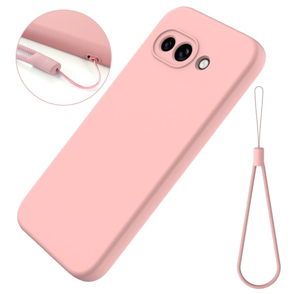 For Google Pixel 9a Pure Color Liquid Silicone Shockproof Phone Case(Pink)
