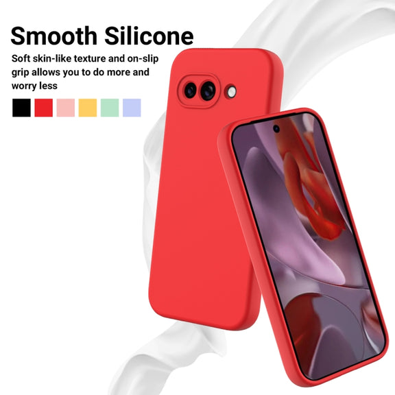 For Google Pixel 9a Pure Color Liquid Silicone Shockproof Phone Case(Red)