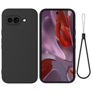 For Google Pixel 9a Pure Color Liquid Silicone Shockproof Phone Case(Black)