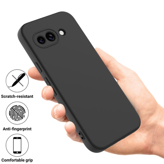 For Google Pixel 9a Pure Color Liquid Silicone Shockproof Phone Case(Black)