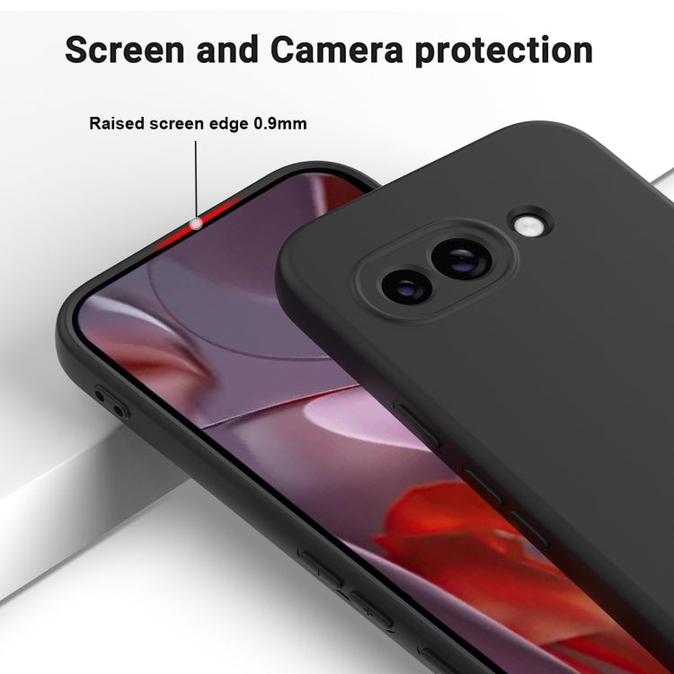 For Google Pixel 9a Pure Color Liquid Silicone Shockproof Phone Case(Black)