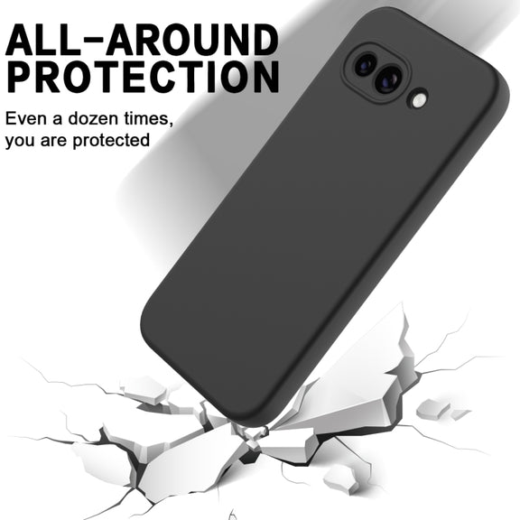 For Google Pixel 9a Pure Color Liquid Silicone Shockproof Phone Case(Black)
