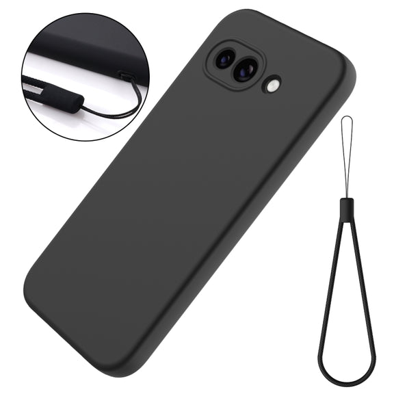 For Google Pixel 9a Pure Color Liquid Silicone Shockproof Phone Case(Black)