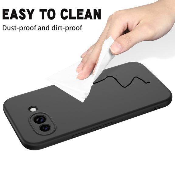 For Google Pixel 9a Pure Color Liquid Silicone Shockproof Phone Case(Black)