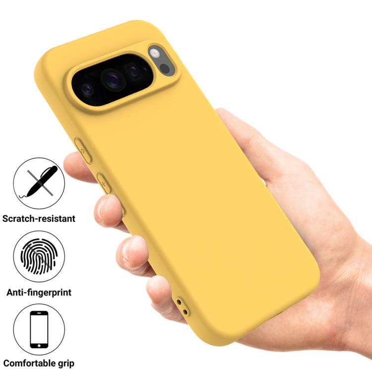 For Google Pixel 10 Pro XL Pure Color Liquid Silicone Shockproof Phone Case(Yellow)