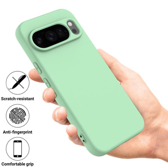 For Google Pixel 10 Pro Pure Color Liquid Silicone Shockproof Phone Case(Green)