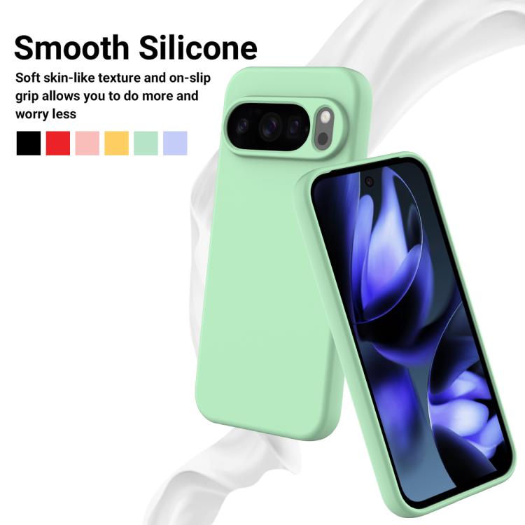 For Google Pixel 10 Pro Pure Color Liquid Silicone Shockproof Phone Case(Green)