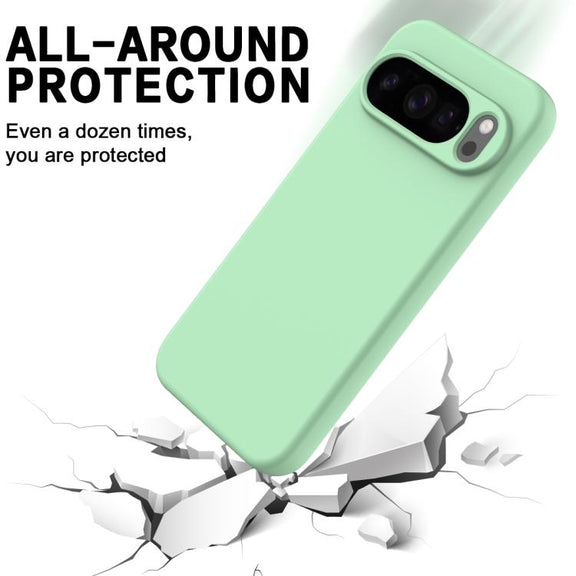 For Google Pixel 10 Pro Pure Color Liquid Silicone Shockproof Phone Case(Green)