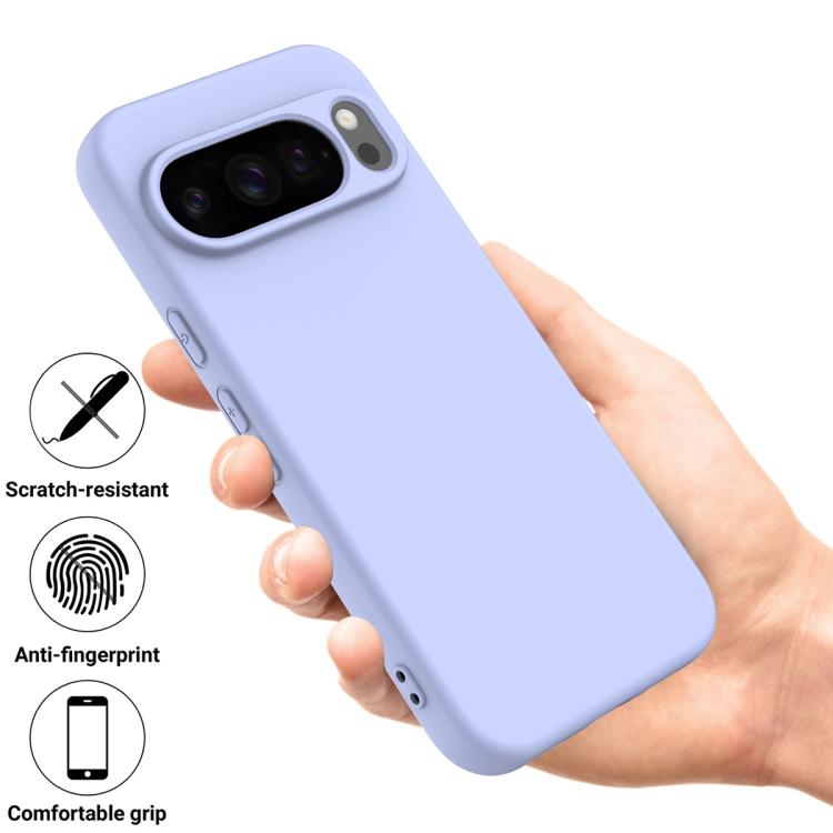 For Google Pixel 10 Pro Pure Color Liquid Silicone Shockproof Phone Case(Purple)