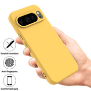 For Google Pixel 10 Pro Pure Color Liquid Silicone Shockproof Phone Case(Yellow)
