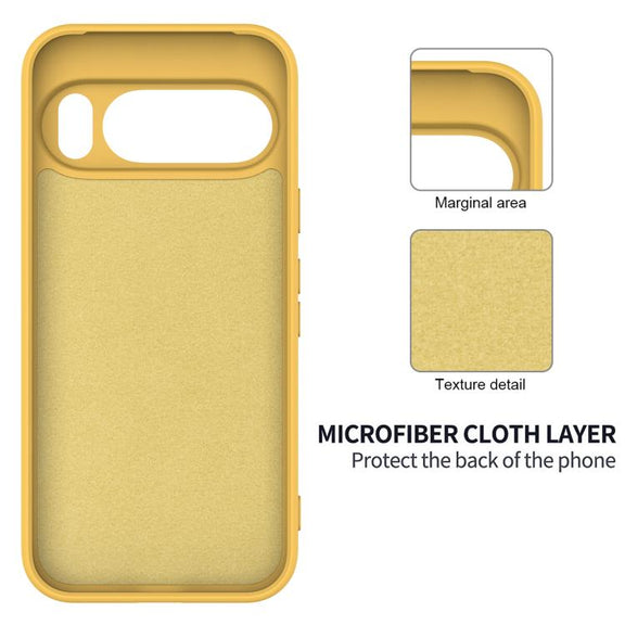 For Google Pixel 10 Pro Pure Color Liquid Silicone Shockproof Phone Case(Yellow)