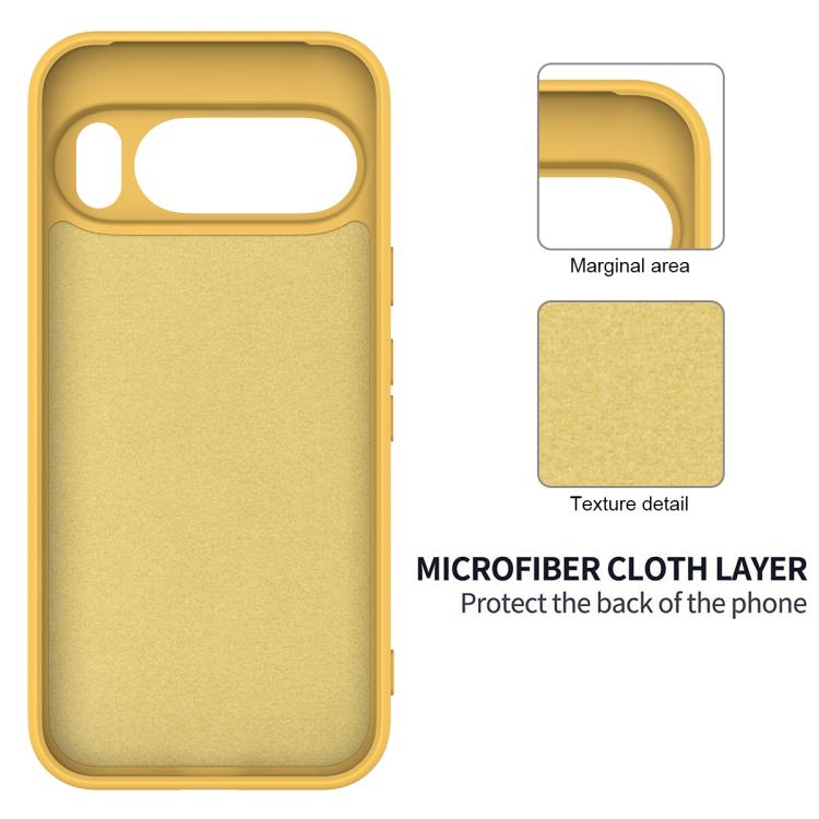For Google Pixel 10 Pro Pure Color Liquid Silicone Shockproof Phone Case(Yellow)