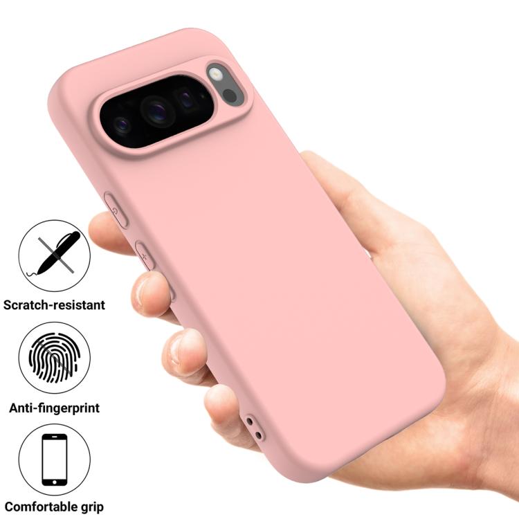 For Google Pixel 10 Pro Pure Color Liquid Silicone Shockproof Phone Case(Pink)