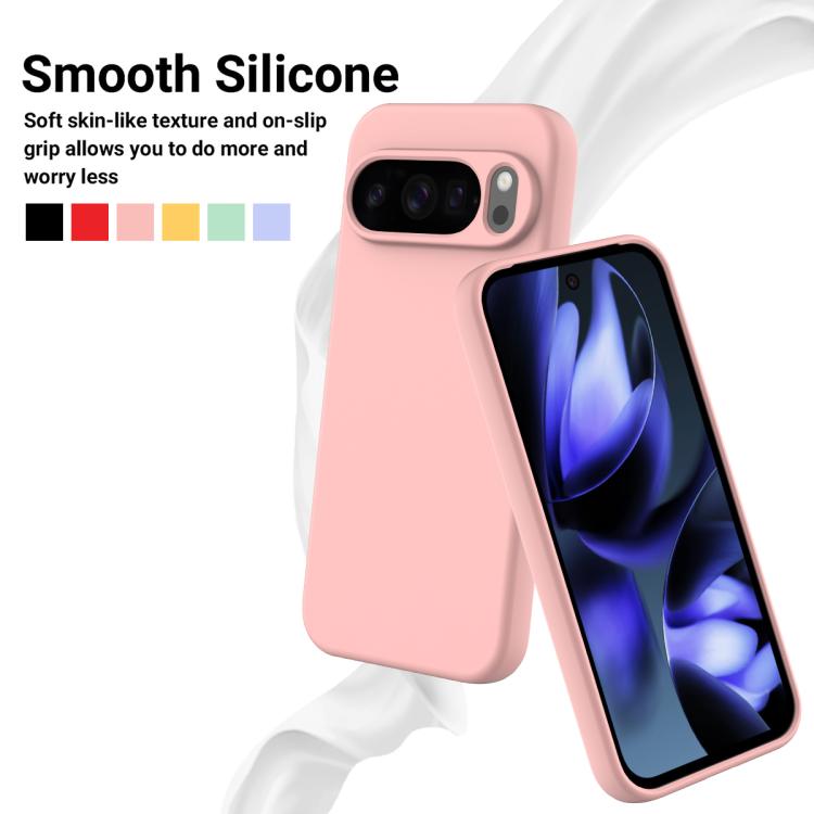For Google Pixel 10 Pro Pure Color Liquid Silicone Shockproof Phone Case(Pink)