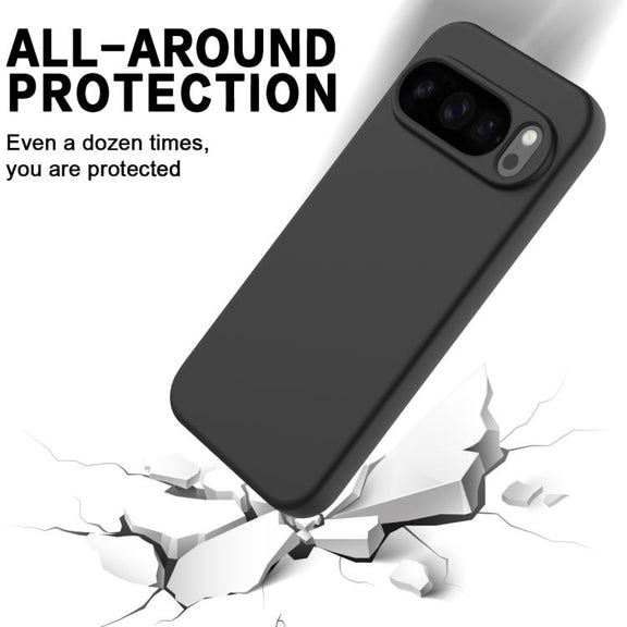 For Google Pixel 10 Pro Pure Color Liquid Silicone Shockproof Phone Case(Black)