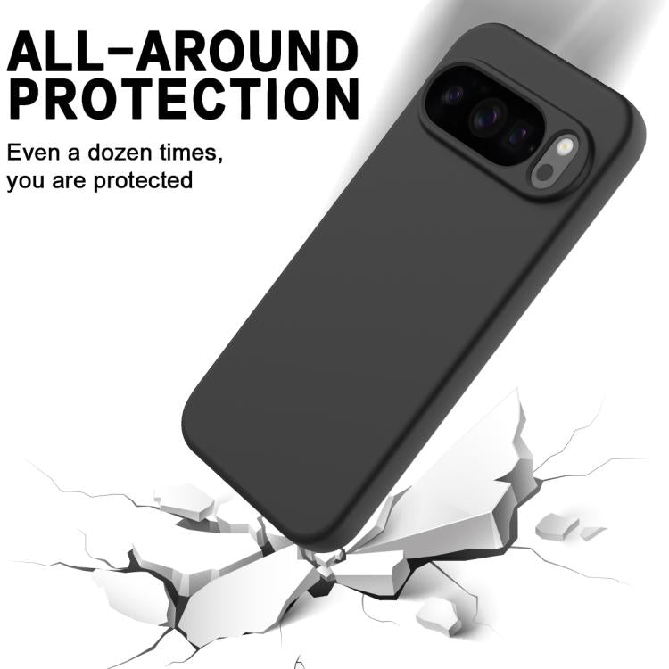 For Google Pixel 10 Pro Pure Color Liquid Silicone Shockproof Phone Case(Black)