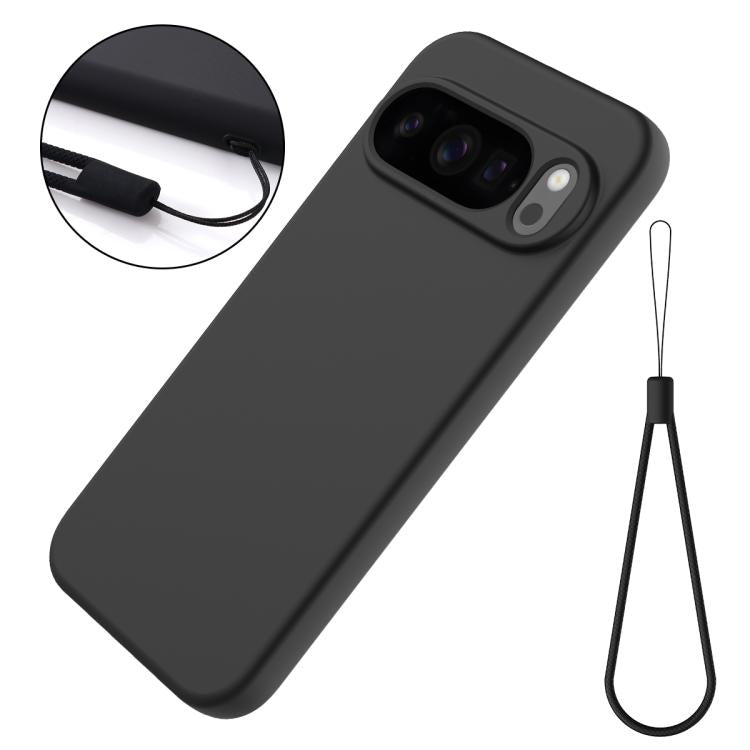 For Google Pixel 10 Pro Pure Color Liquid Silicone Shockproof Phone Case(Black)