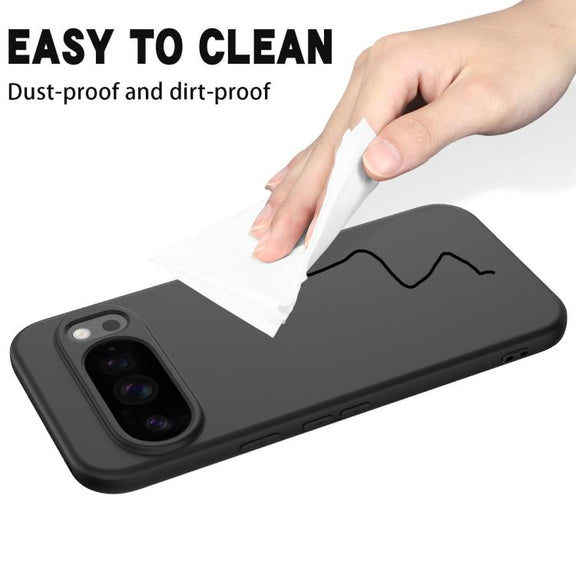 For Google Pixel 10 Pro Pure Color Liquid Silicone Shockproof Phone Case(Black)