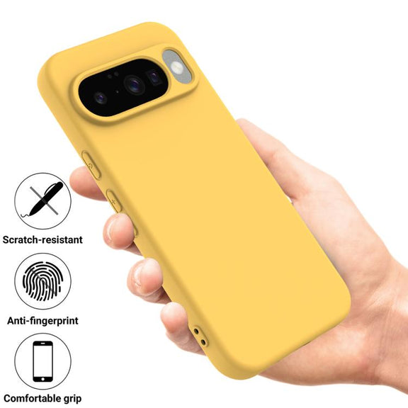 For Google Pixel 10 Pure Color Liquid Silicone Shockproof Phone Case(Yellow)