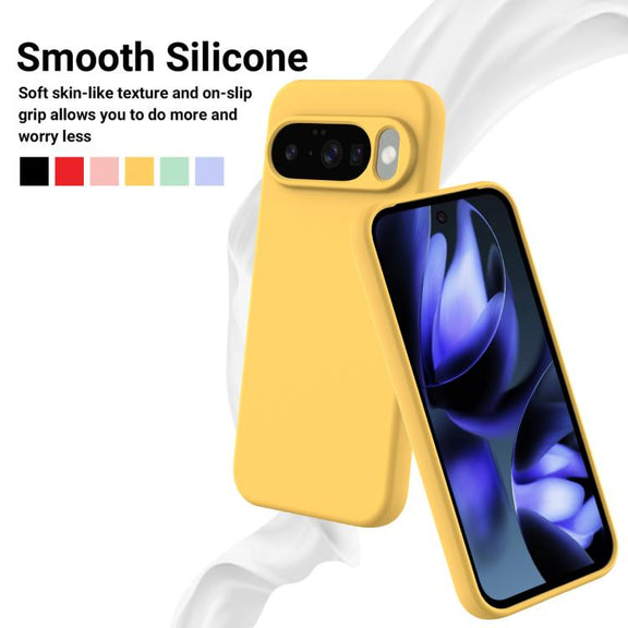 For Google Pixel 10 Pure Color Liquid Silicone Shockproof Phone Case(Yellow)