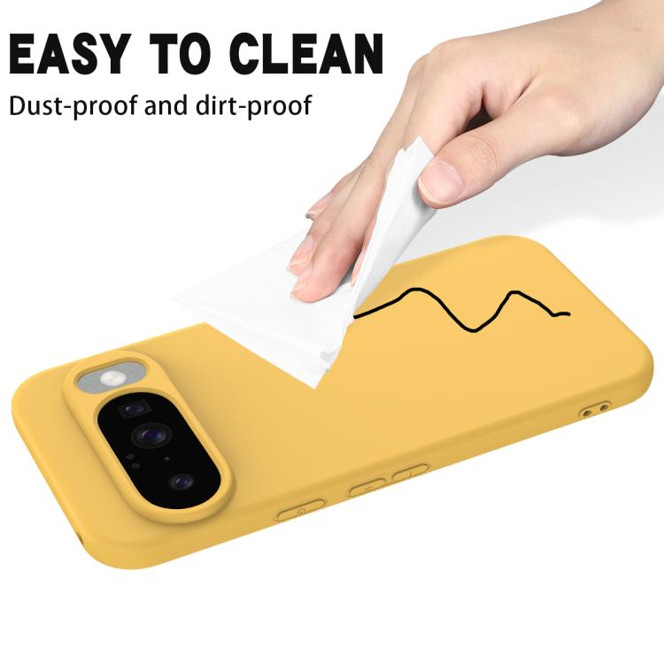 For Google Pixel 10 Pure Color Liquid Silicone Shockproof Phone Case(Yellow)