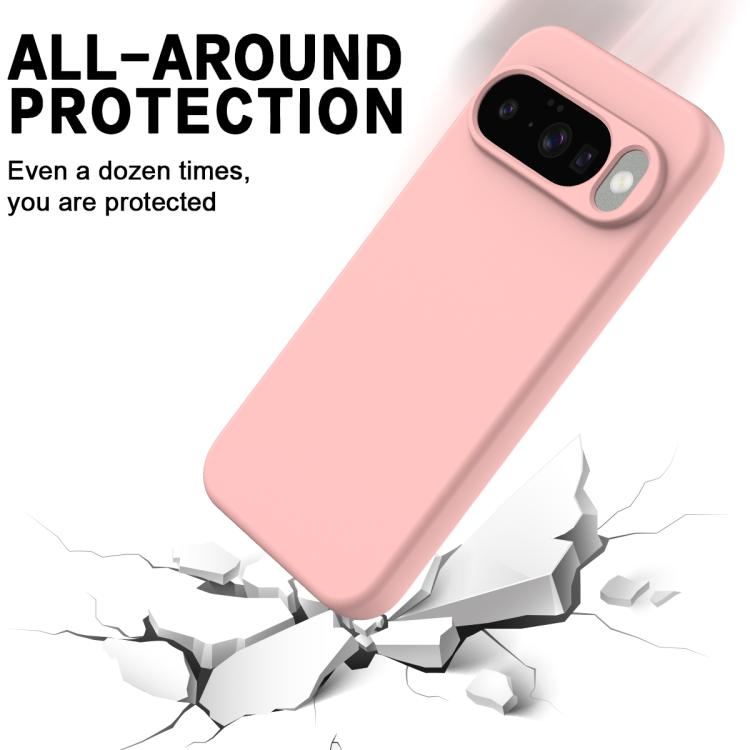 For Google Pixel 10 Pure Color Liquid Silicone Shockproof Phone Case(Pink)