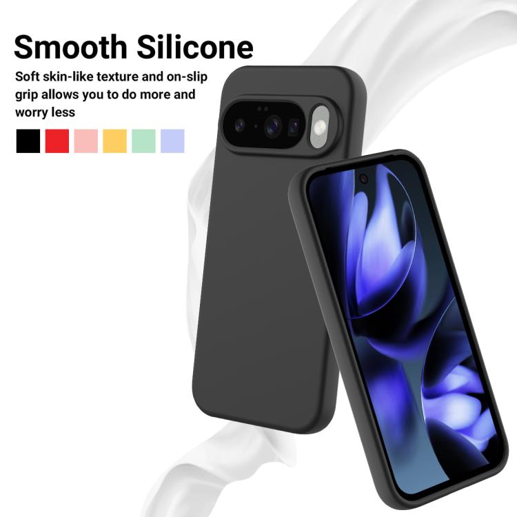 For Google Pixel 10 Pure Color Liquid Silicone Shockproof Phone Case(Black)