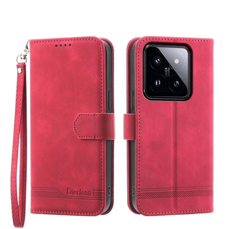 For Xiaomi 14 Pro Dierfeng Dream Line TPU + PU Leather Phone Case(Red) - 14 Pro Cases by PMC TechLife | Online Shopping South Africa | PMC TechLife | Buy Now Pay Later Mobicred
