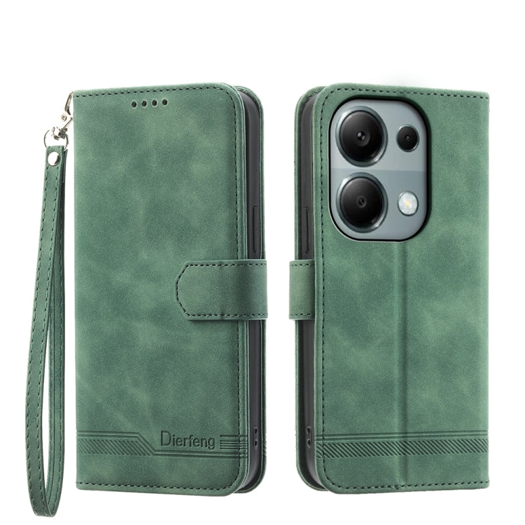 For Xiaomi Redmi Note 13 Pro 4G Dierfeng Dream Line TPU + PU Leather Phone Case(Green) - Note 13 Pro Cases by PMC TechLife | Online Shopping South Africa | PMC TechLife | Buy Now Pay Later Mobicred