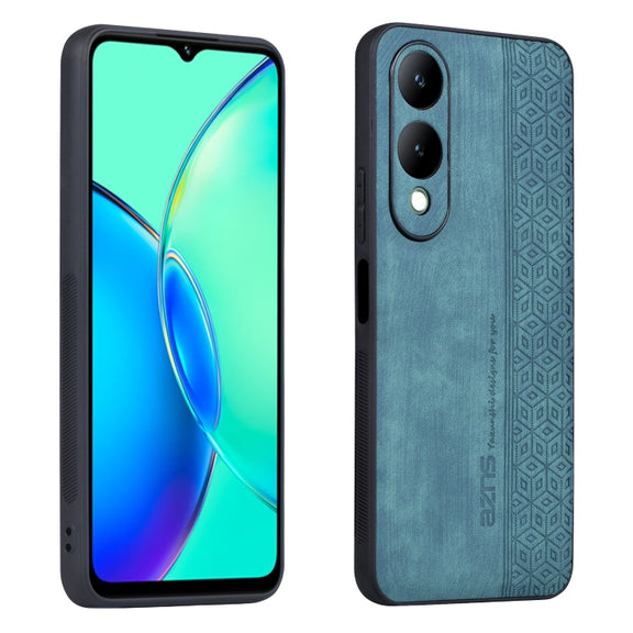 For vivo Y17S AZNS 3D Embossed Skin Feel Phone Case(Dark Green)