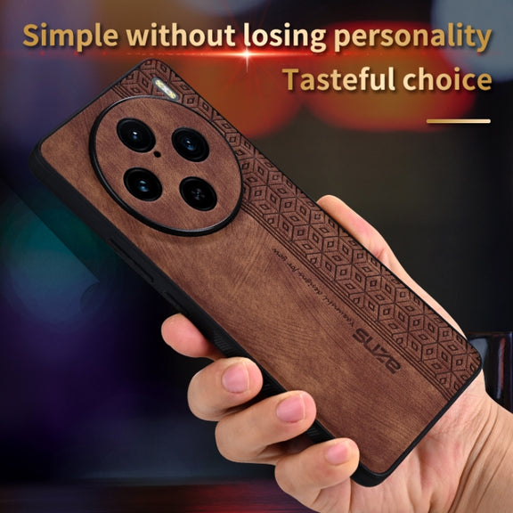 For vivo X100 Pro AZNS 3D Embossed Skin Feel Phone Case(Brown)