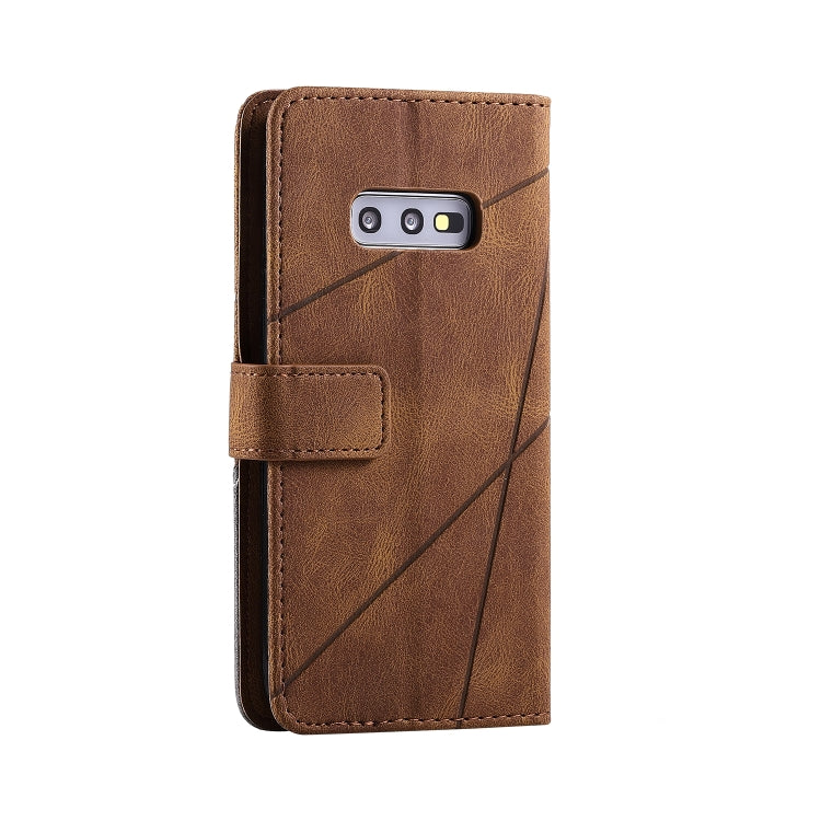 For Samsung Galaxy S10e Skin Feel Splicing Horizontal Flip Leather Case with Holder & Card Slots & Wallet & Photo Frame(Brown) - Galaxy Phone Cases by PMC TechLife | Online Shopping South Africa | PMC TechLife