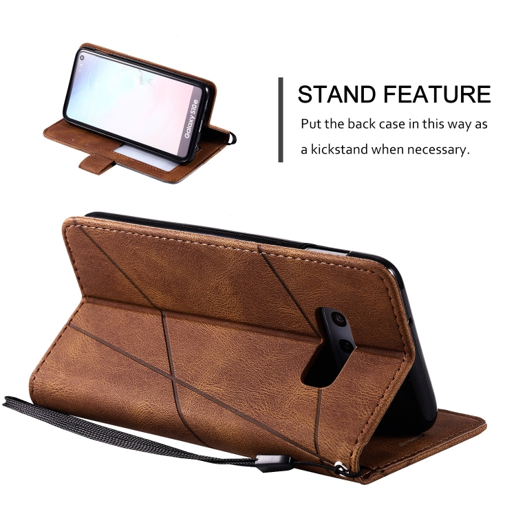 For Samsung Galaxy S10e Skin Feel Splicing Horizontal Flip Leather Case with Holder & Card Slots & Wallet & Photo Frame(Brown) - Galaxy Phone Cases by PMC TechLife | Online Shopping South Africa | PMC TechLife