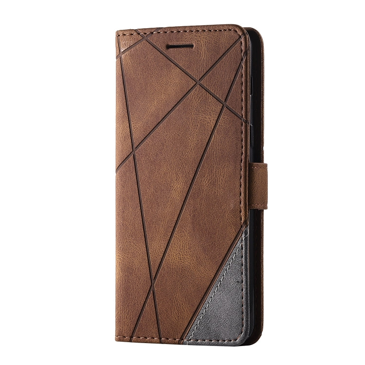 For Samsung Galaxy A8(2018) Skin Feel Splicing Horizontal Flip Leather Case with Holder & Card Slots & Wallet & Photo Frame(Brown) - Galaxy Phone Cases by PMC TechLife | Online Shopping South Africa | PMC TechLife