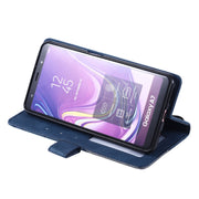 For Samsung Galaxy A7(2018) Skin Feel Splicing Horizontal Flip Leather Case with Holder & Card Slots & Wallet & Photo Frame(Blue)