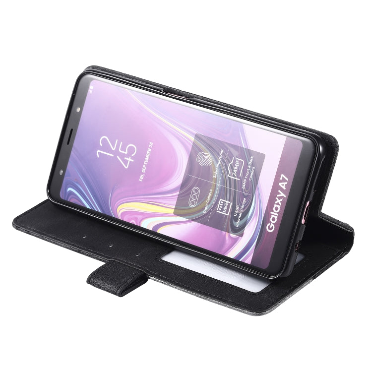 For Samsung Galaxy A7(2018) Skin Feel Splicing Horizontal Flip Leather Case with Holder & Card Slots & Wallet & Photo Frame(Black) - Galaxy Phone Cases by PMC TechLife | Online Shopping South Africa | PMC TechLife