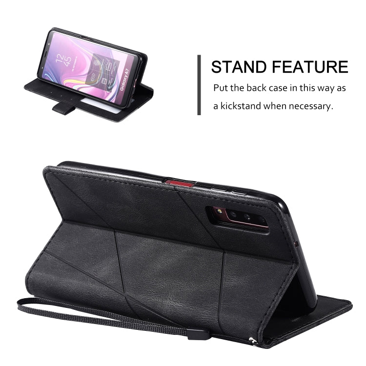 For Samsung Galaxy A7(2018) Skin Feel Splicing Horizontal Flip Leather Case with Holder & Card Slots & Wallet & Photo Frame(Black) - Galaxy Phone Cases by PMC TechLife | Online Shopping South Africa | PMC TechLife