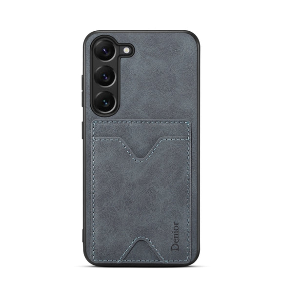 For Samsung Galaxy S24 5G Denior PU Back Cover Card Slot Holder Phone Case(Grey)