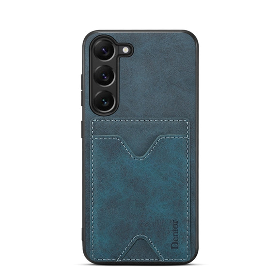 For Samsung Galaxy S24 5G Denior PU Back Cover Card Slot Holder Phone Case(Blue)