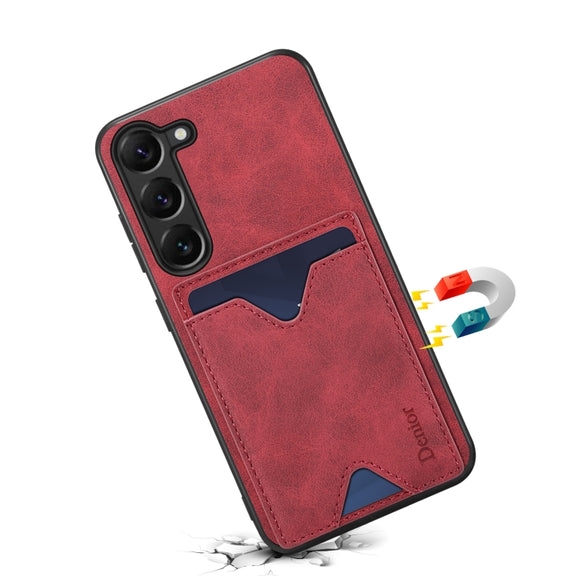 For Samsung Galaxy S24+ 5G Denior PU Back Cover Card Slot Holder Phone Case(Red)