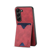 For Samsung Galaxy S24+ 5G Denior PU Back Cover Card Slot Holder Phone Case(Red)