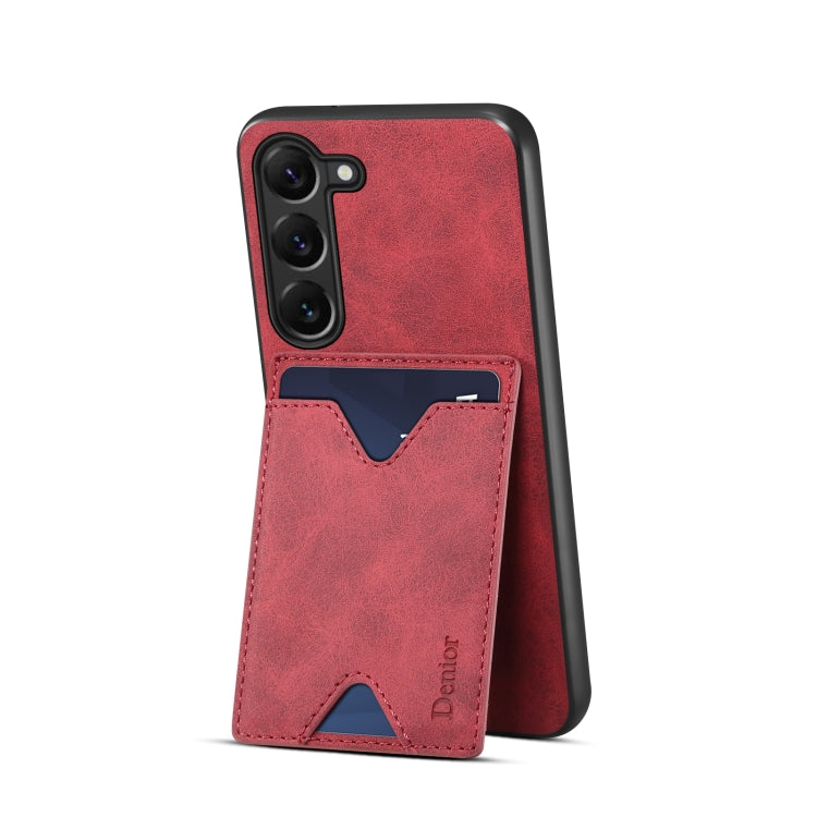 For Samsung Galaxy S24+ 5G Denior PU Back Cover Card Slot Holder Phone Case(Red)