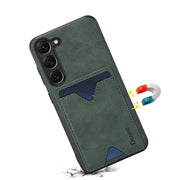 For Samsung Galaxy S24+ 5G Denior PU Back Cover Card Slot Holder Phone Case(Green)