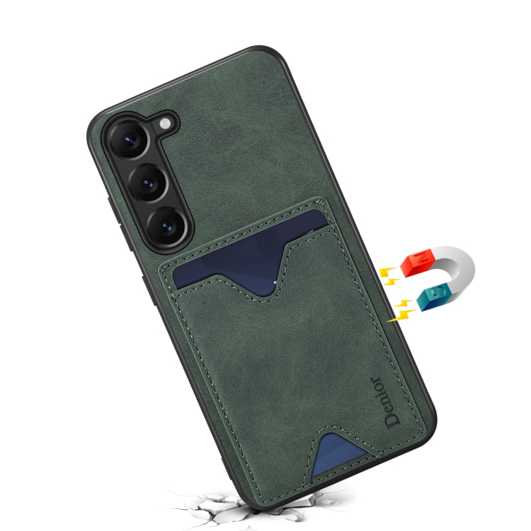 For Samsung Galaxy S24+ 5G Denior PU Back Cover Card Slot Holder Phone Case(Green)