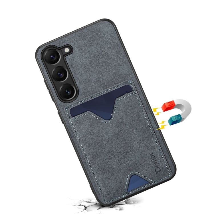 For Samsung Galaxy S24+ 5G Denior PU Back Cover Card Slot Holder Phone Case(Grey)